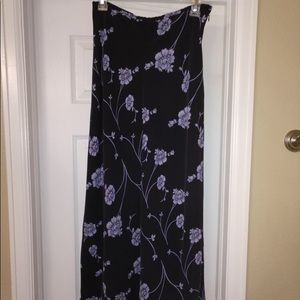 Black skirt with lavender flowers